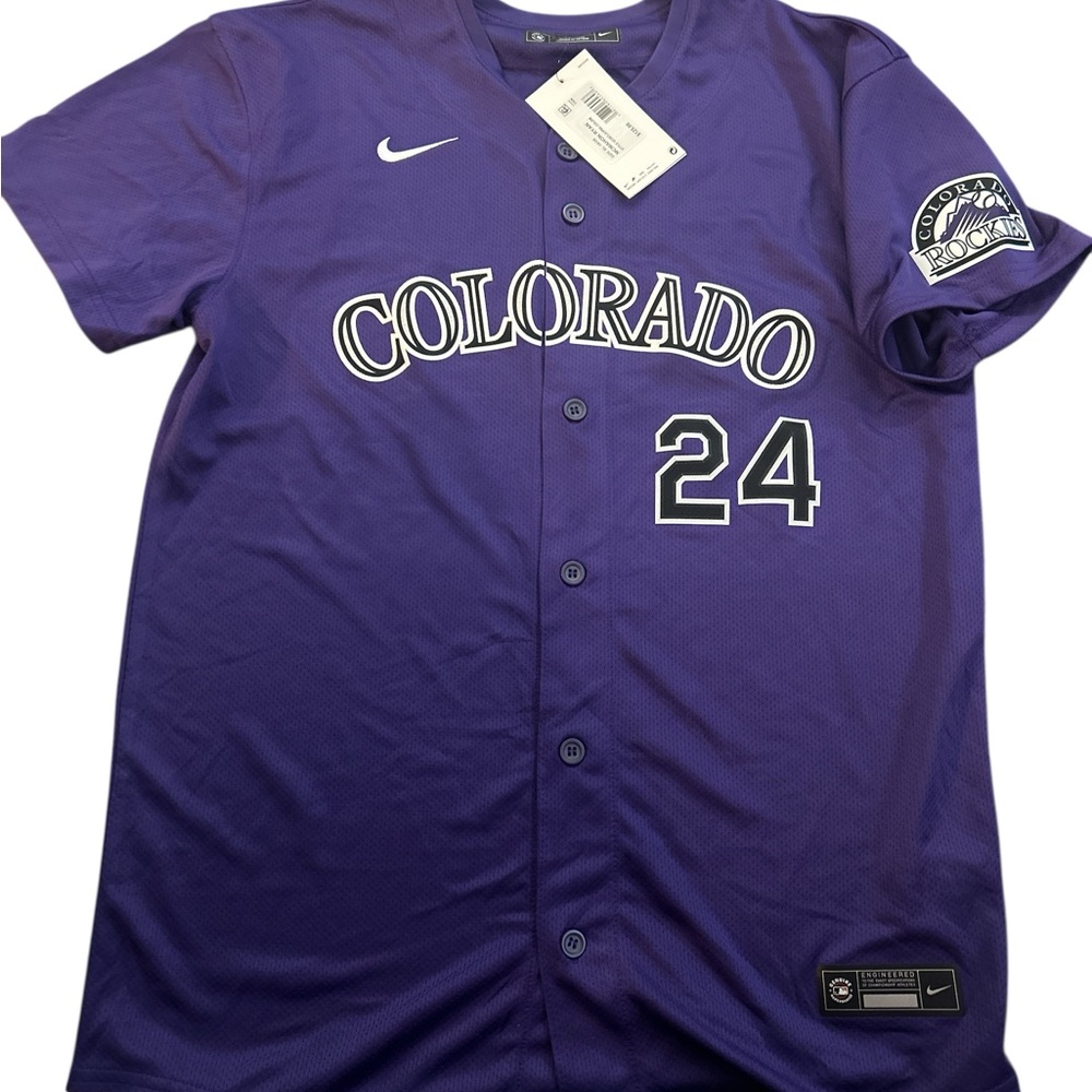 Kids Colorado Rockies Ryan McMahon 24 Purple Nike Baseball Jersey Size XL 18-20